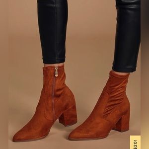 Suede Pointed-Toe Sock Boots Size 8